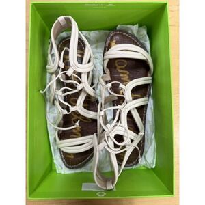 Sam Edelman Sandals Womens Size 8 White Leather Gasha Flat Gladiator Lace Up